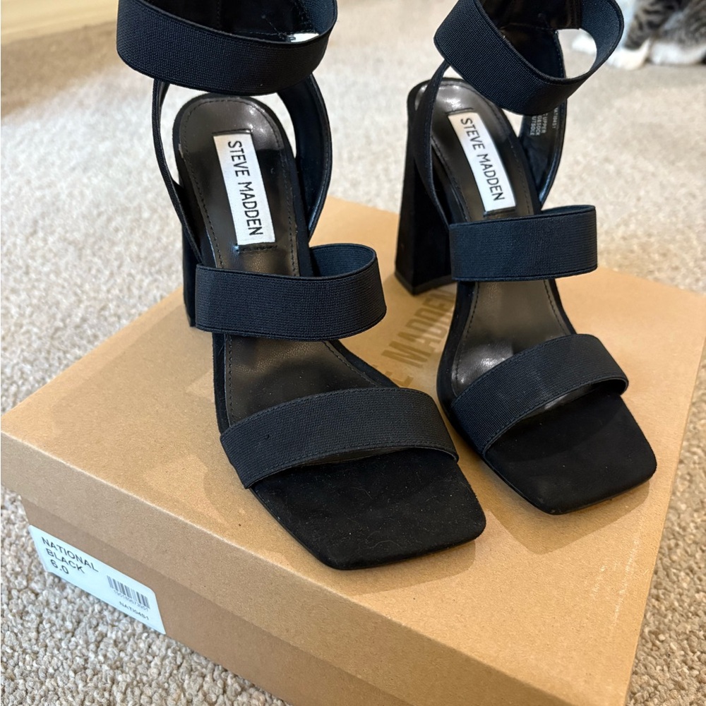 Steve Madden Black Strappy Heels